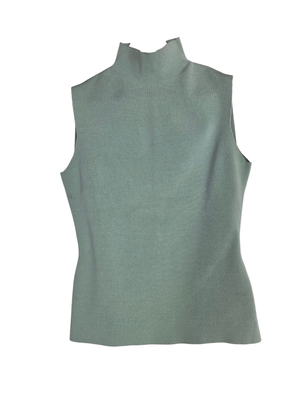 There was One Sleeveless Knit open back Mock Neck Tank Top in Sage Green